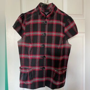 Plaid Blazer Blouse Top